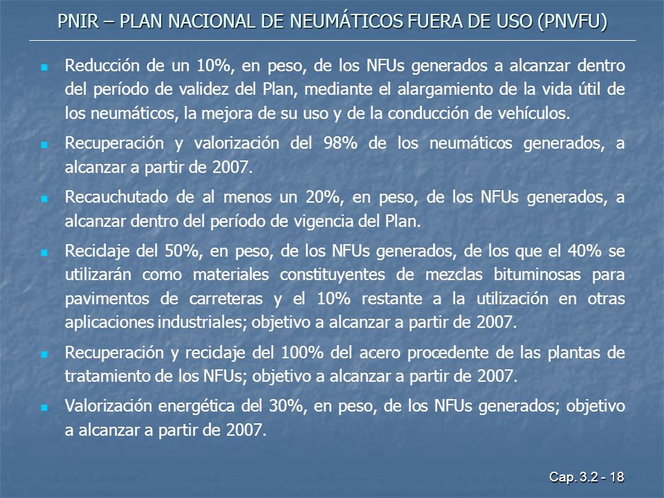 PNIR – PLAN NACIONAL DE NEUMÁTICOS FUERA DE USO (PNVFU)