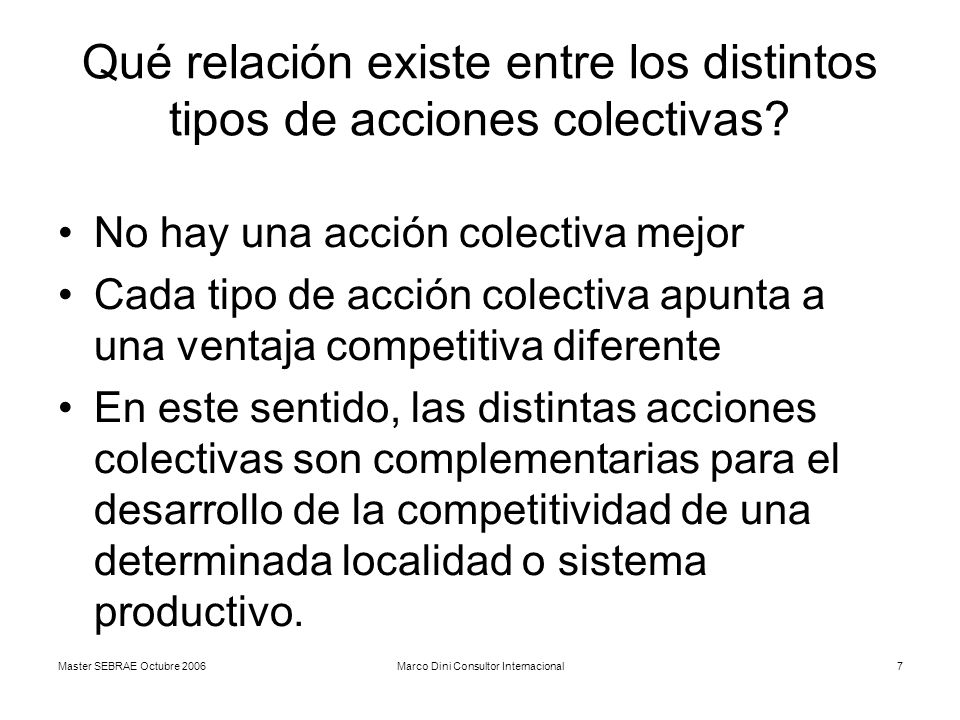 Qué relación existe entre los distintos tipos de acciones colectivas