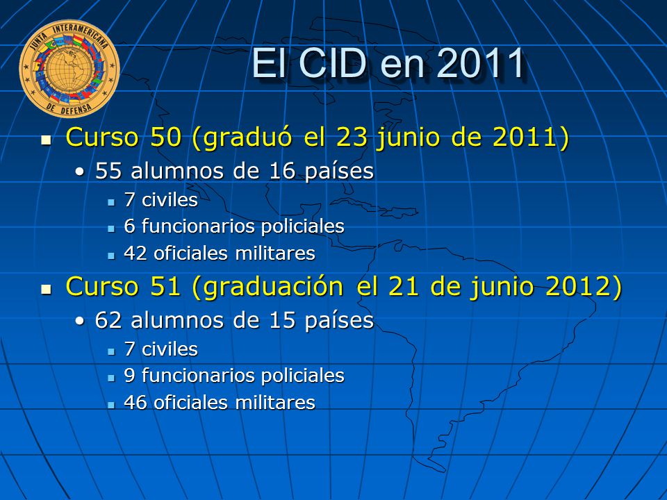 El CID en 2011 Curso 50 (graduó el 23 junio de 2011)