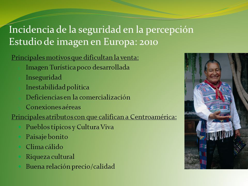 Incidencia de la seguridad en la percepción Estudio de imagen en Europa: 2010