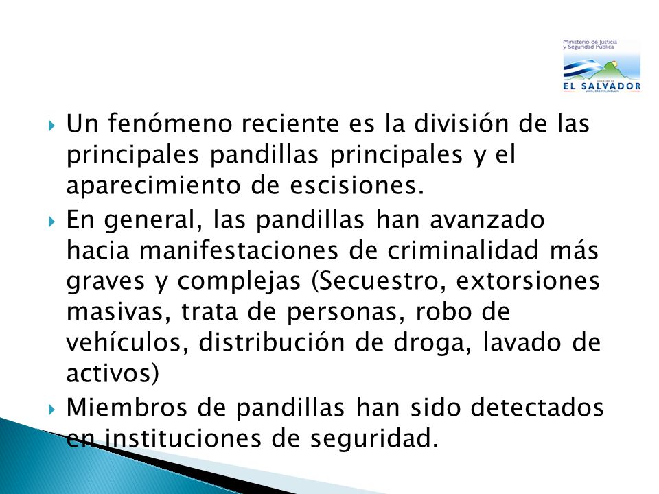 Un fenómeno reciente es la división de las principales pandillas principales y el aparecimiento de escisiones.