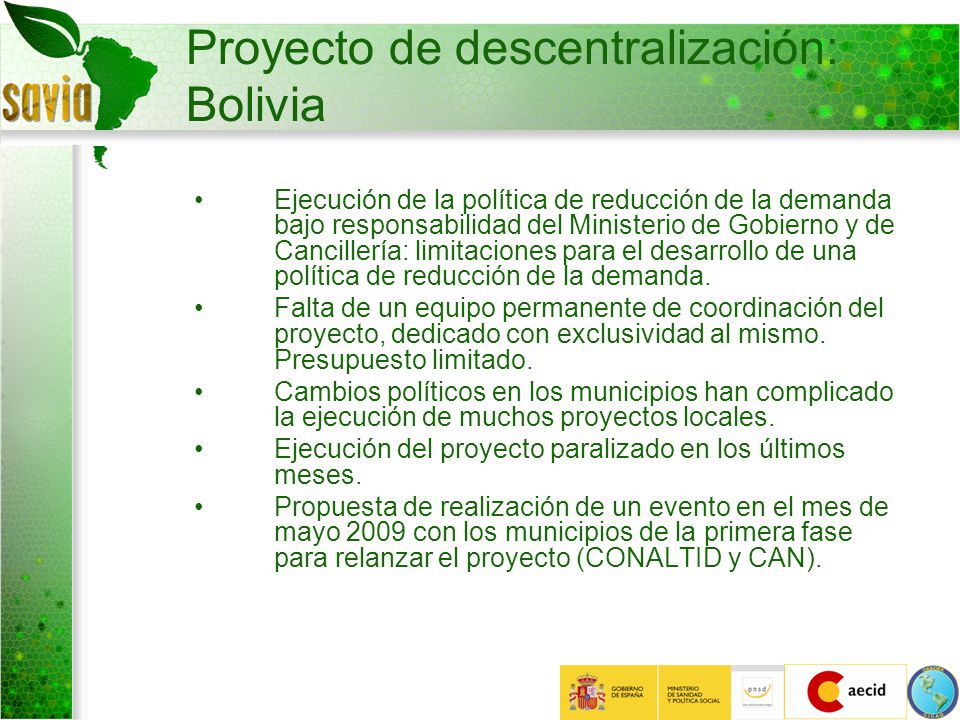 Proyecto de descentralización: Bolivia