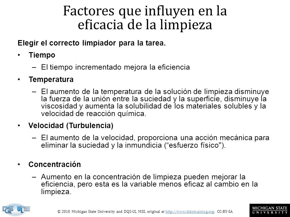 Factores que influyen en la eficacia de la limpieza