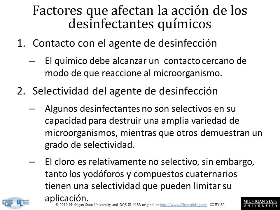 Factores que afectan la acción de los desinfectantes químicos