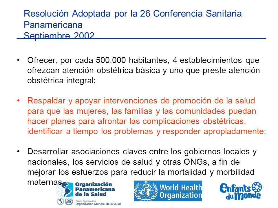 Resolución Adoptada por la 26 Conferencia Sanitaria Panamericana Septiembre 2002