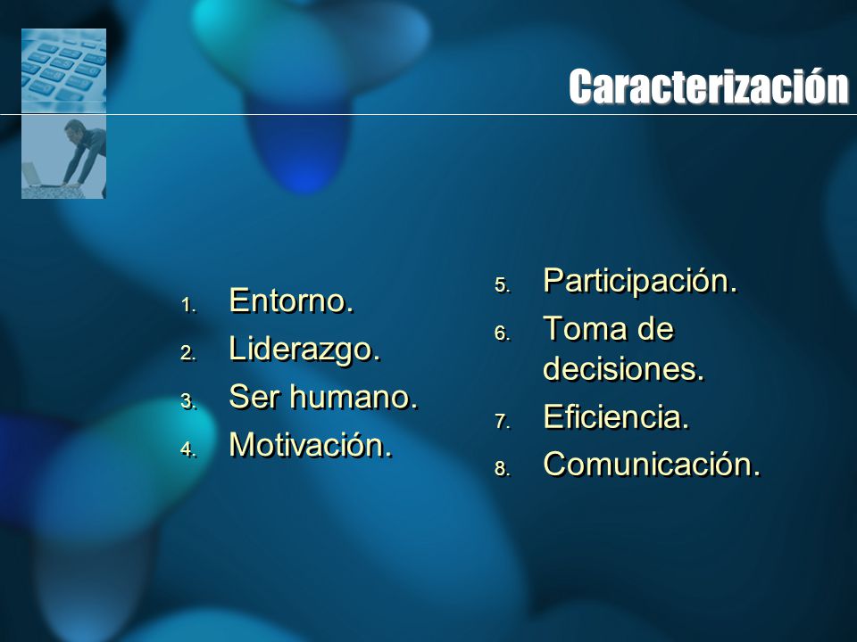 Caracterización Participación. Entorno. Toma de decisiones. Liderazgo.