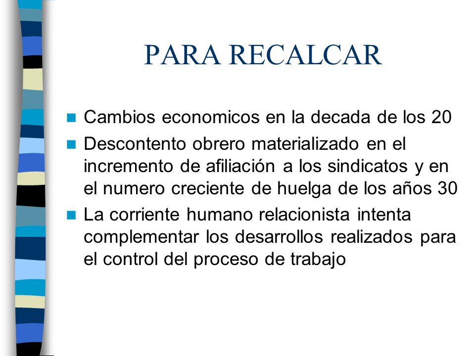 PARA RECALCAR Cambios economicos en la decada de los 20