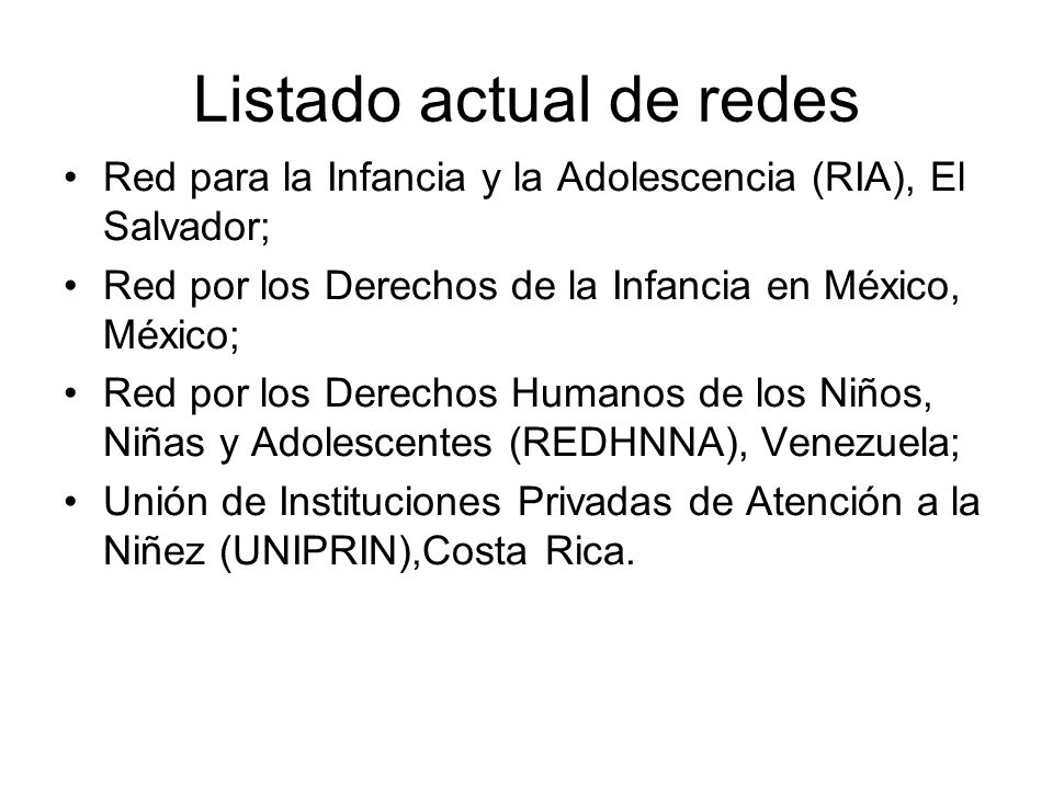 Listado actual de redes