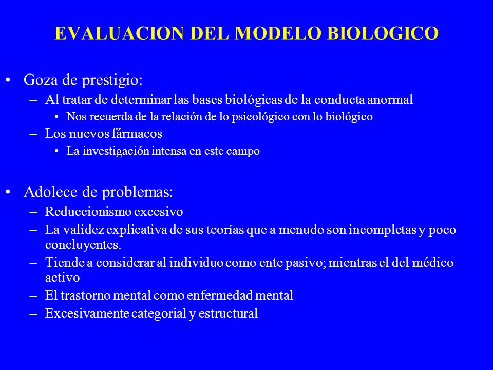 EVALUACION DEL MODELO BIOLOGICO