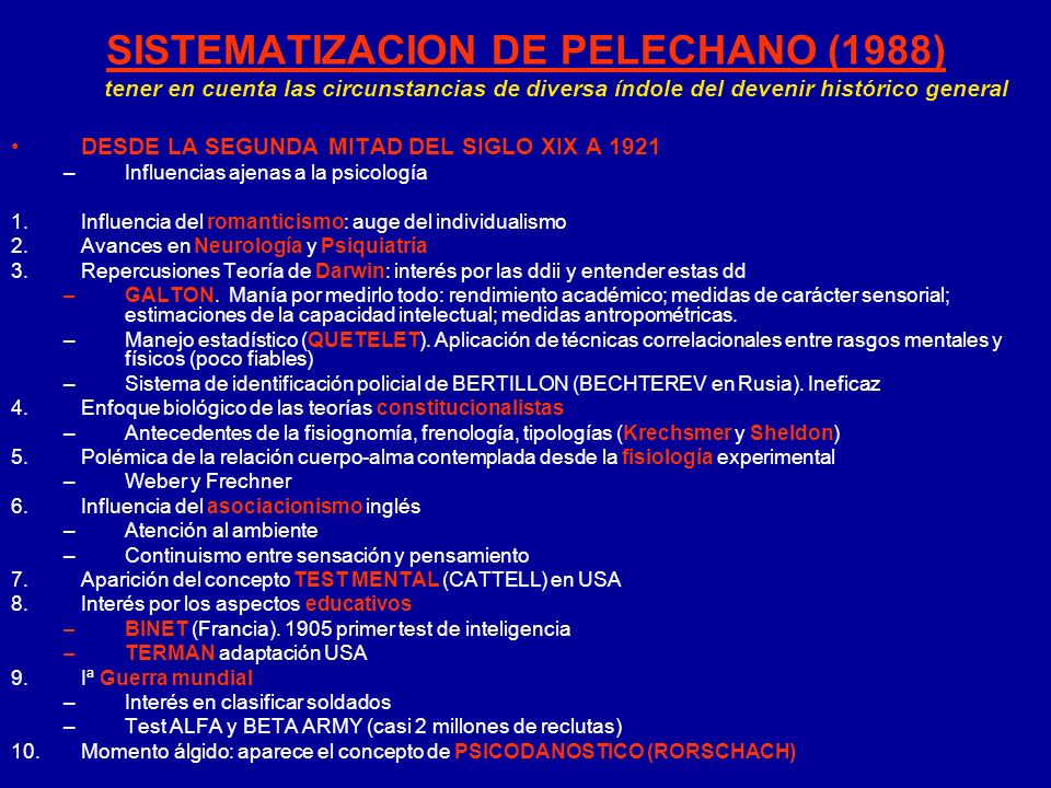 SISTEMATIZACION DE PELECHANO (1988) tener en cuenta las circunstancias de diversa índole del devenir histórico general