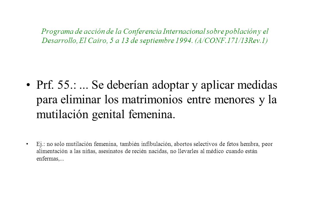 Programa de acción de la Conferencia Internacional sobre población y el Desarrollo, El Cairo, 5 a 13 de septiembre (A/CONF.171/13Rev.1)