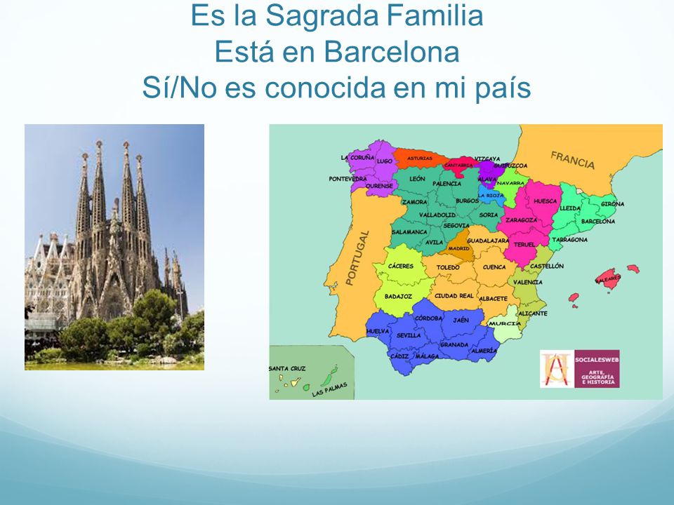 Es la Sagrada Familia Está en Barcelona Sí/No es conocida en mi país