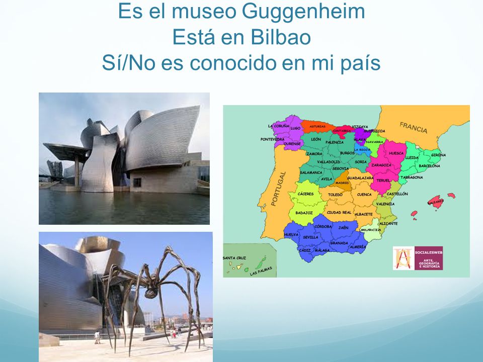 Es el museo Guggenheim Está en Bilbao Sí/No es conocido en mi país