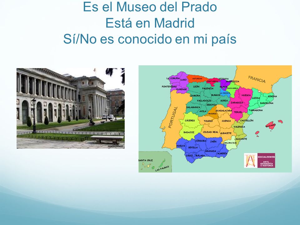 Es el Museo del Prado Está en Madrid Sí/No es conocido en mi país
