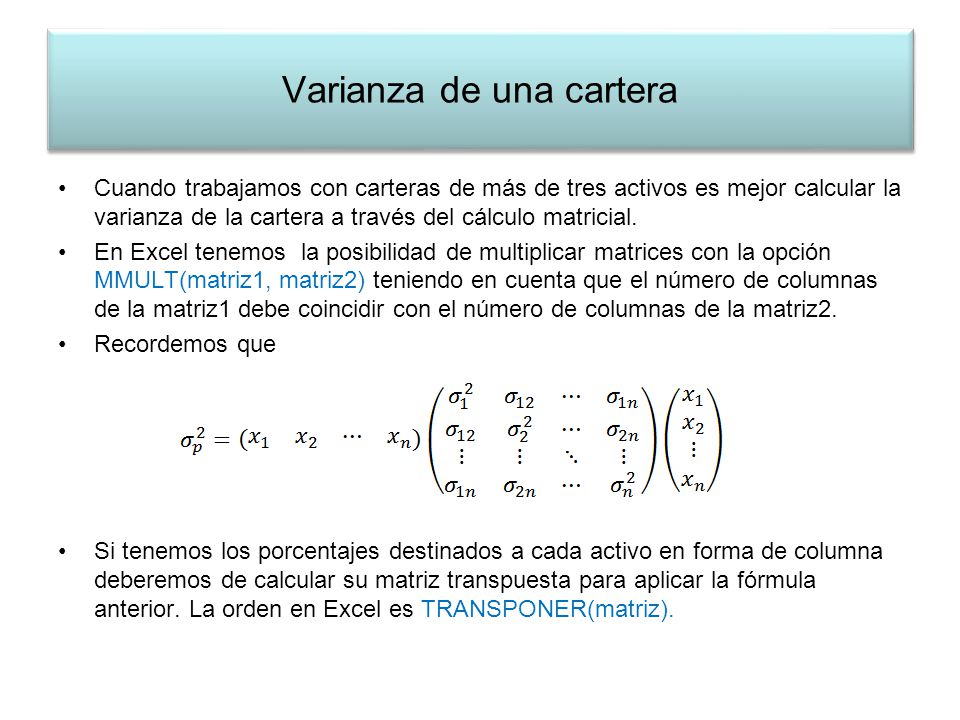 Varianza de una cartera