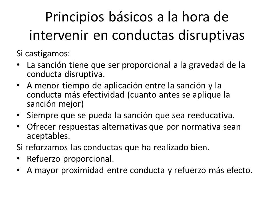 Principios básicos a la hora de intervenir en conductas disruptivas