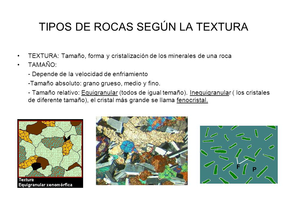 TIPOS DE ROCAS SEGÚN LA TEXTURA