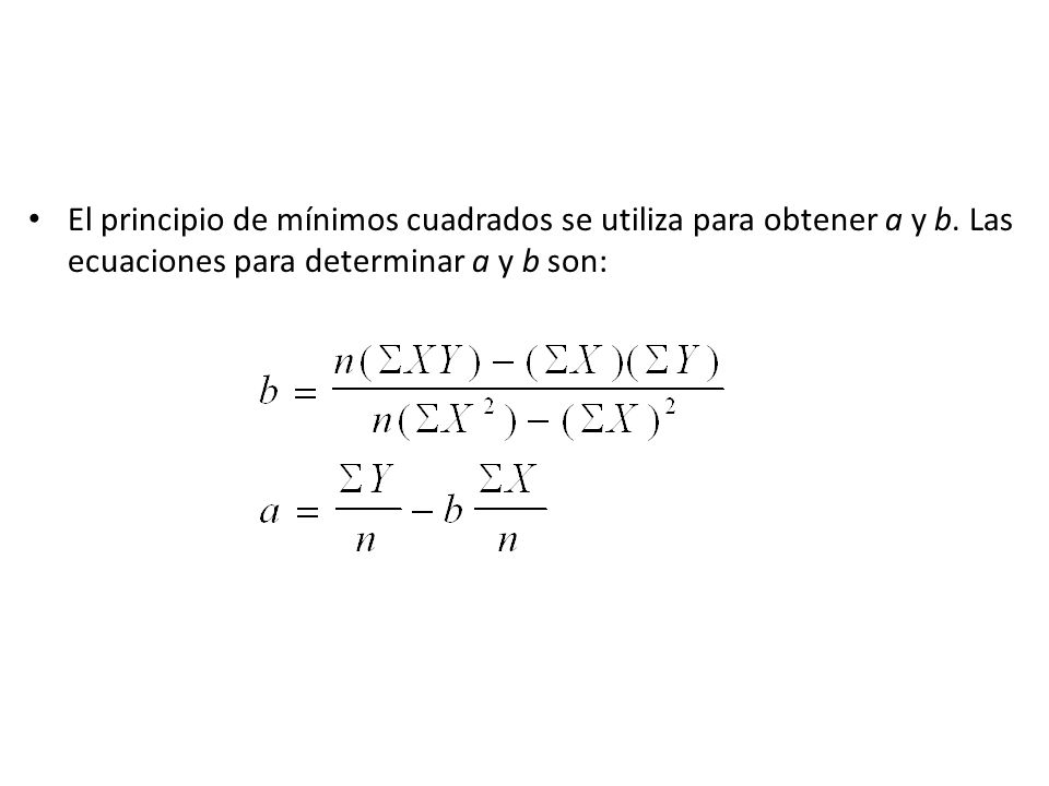 El principio de mínimos cuadrados se utiliza para obtener a y b