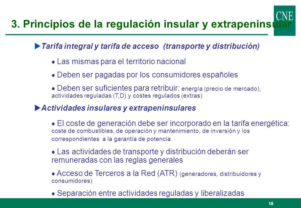 3. Principios de la regulación insular y extrapeninsular