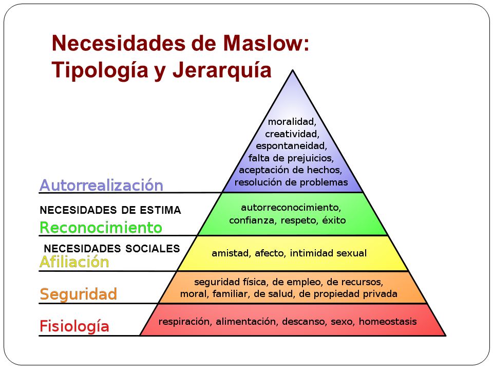 Necesidades de Maslow: Tipología y Jerarquía