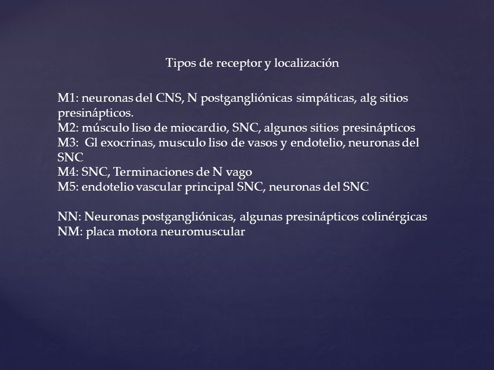 Tipos de receptor y localización