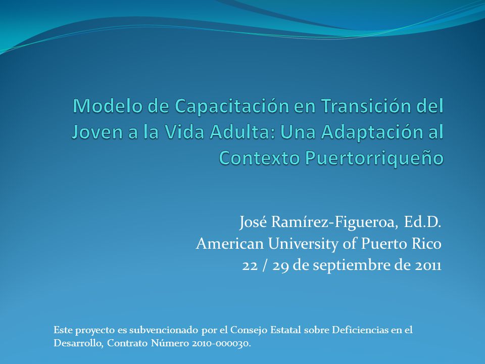 Modelo de Capacitación en Transición del Joven a la Vida Adulta: Una Adaptación al Contexto Puertorriqueño