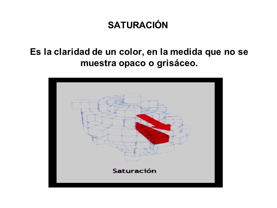 SATURACIÓN Es la claridad de un color, en la medida que no se muestra opaco o grisáceo.