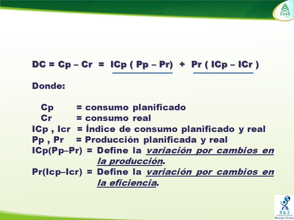 DC = Cp – Cr = ICp ( Pp – Pr) + Pr ( ICp – ICr )