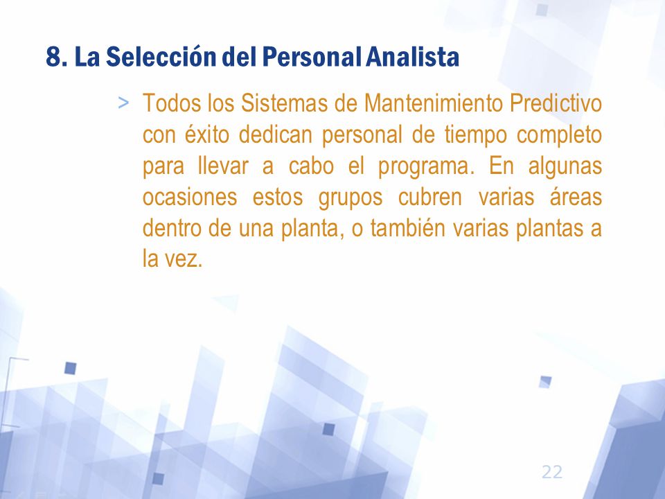 8. La Selección del Personal Analista