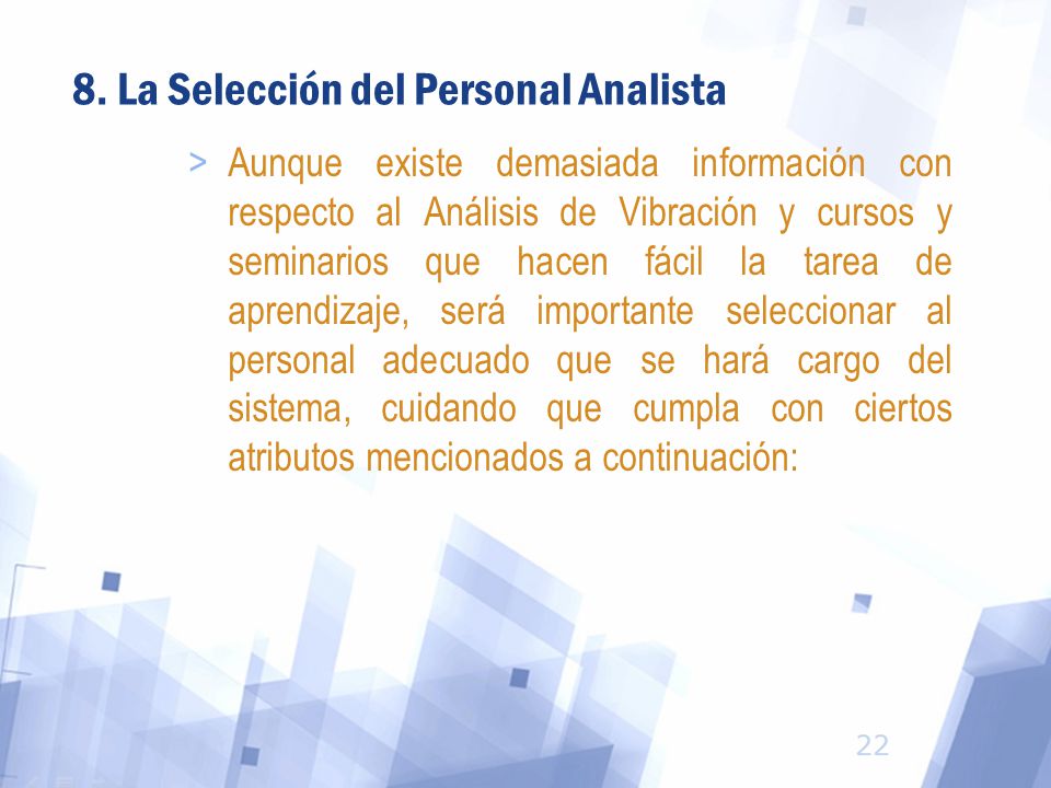 8. La Selección del Personal Analista