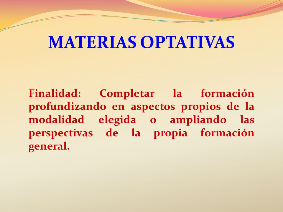 MATERIAS OPTATIVAS