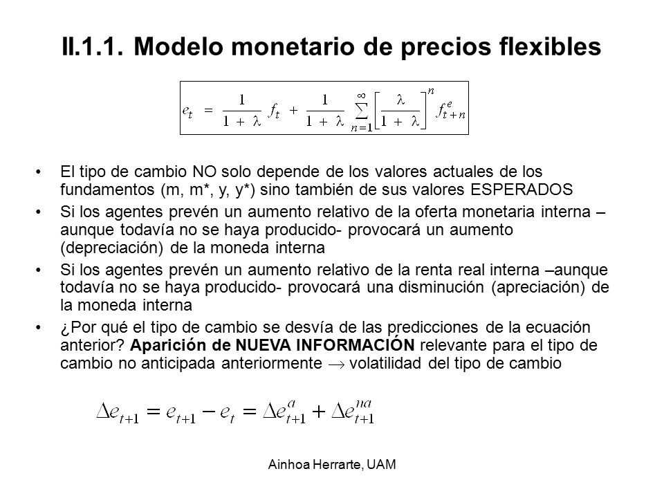 II.1.1. Modelo monetario de precios flexibles