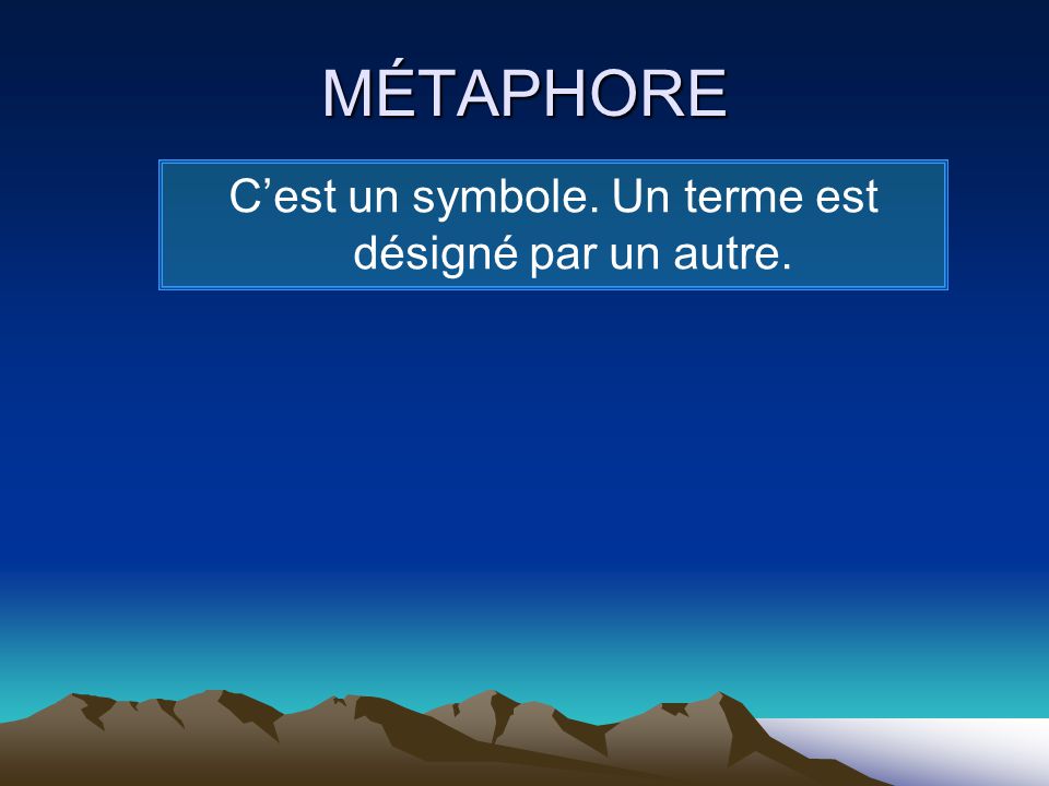 C’est un symbole. Un terme est désigné par un autre.