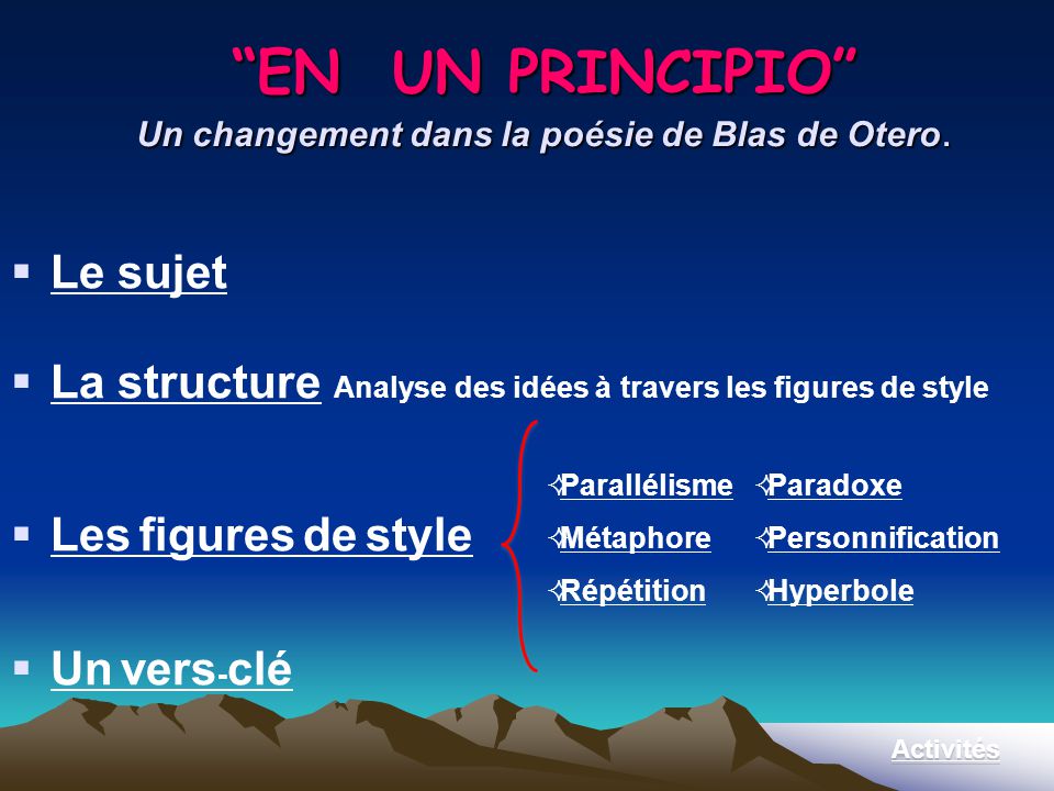 EN UN PRINCIPIO Un changement dans la poésie de Blas de Otero.