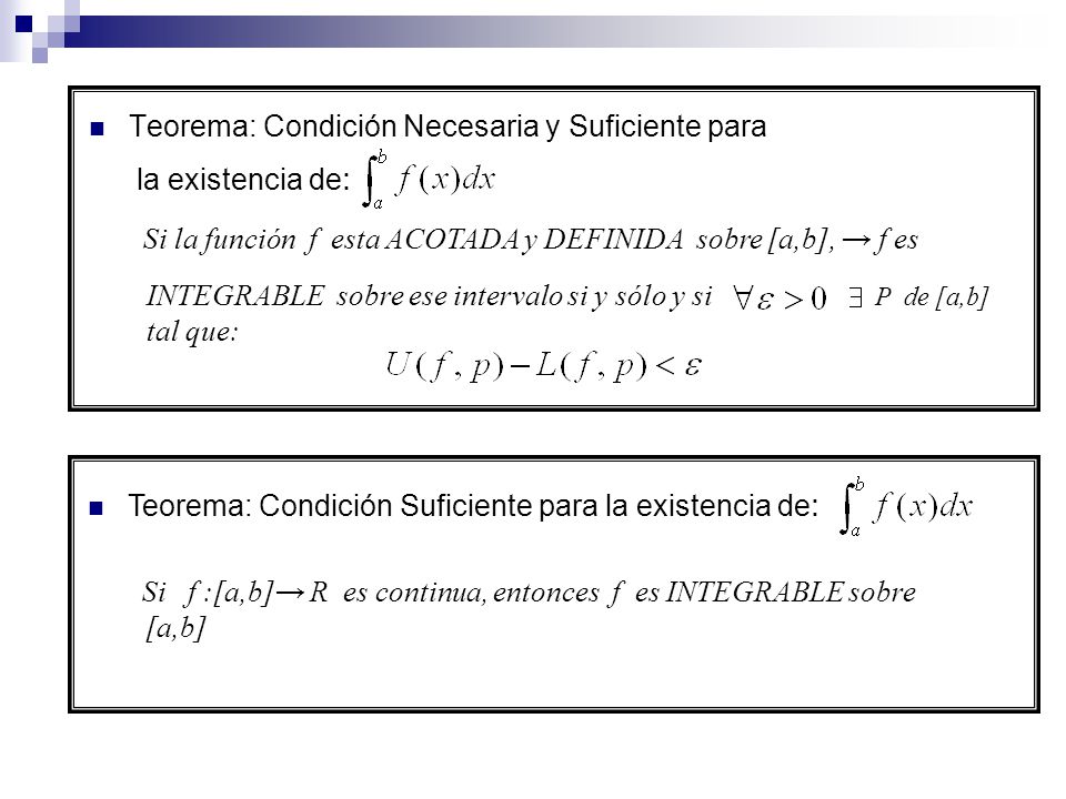Teorema: Condición Necesaria y Suficiente para la existencia de: