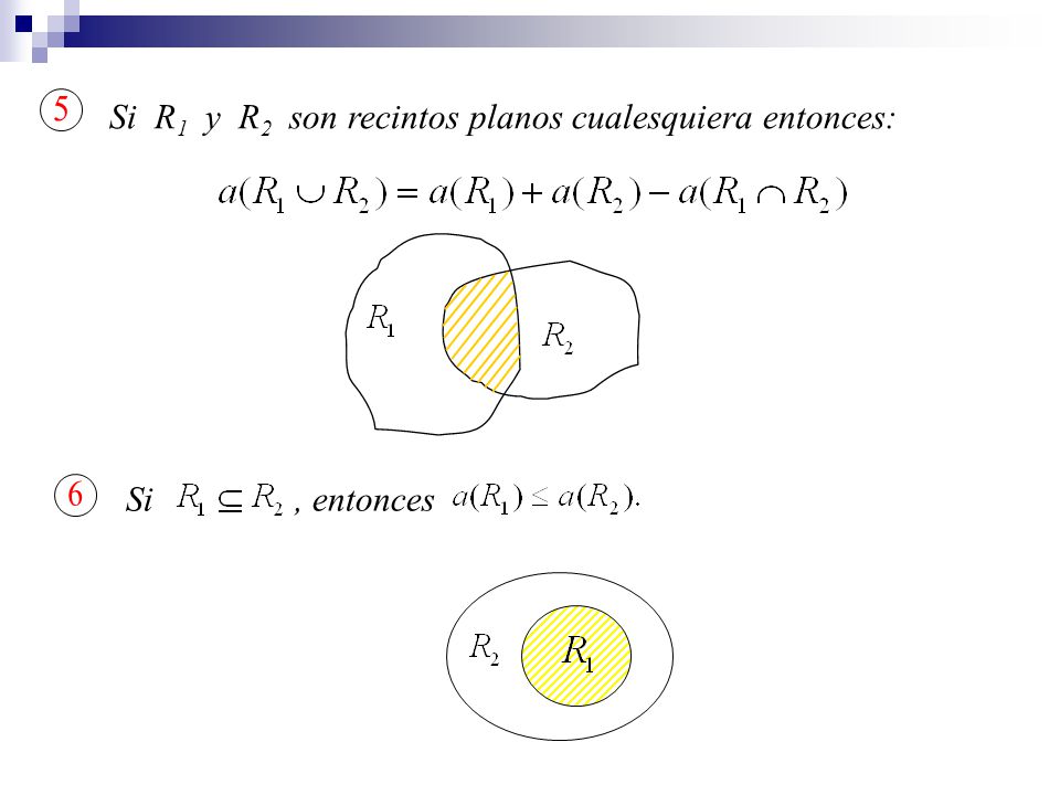 5 6 Si R1 y R2 son recintos planos cualesquiera entonces: