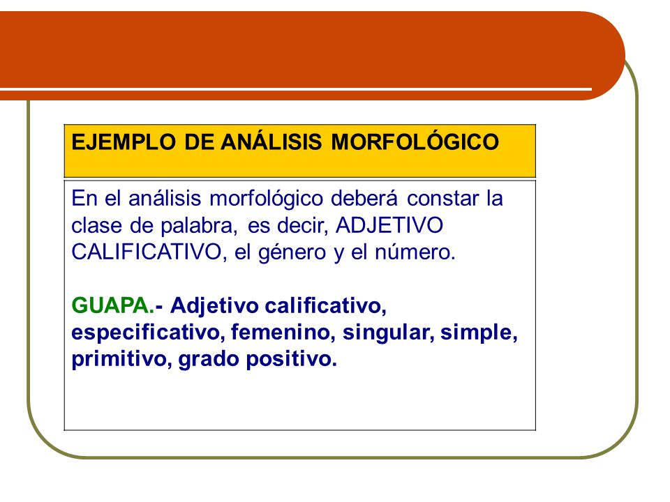 EJEMPLO DE ANÁLISIS MORFOLÓGICO