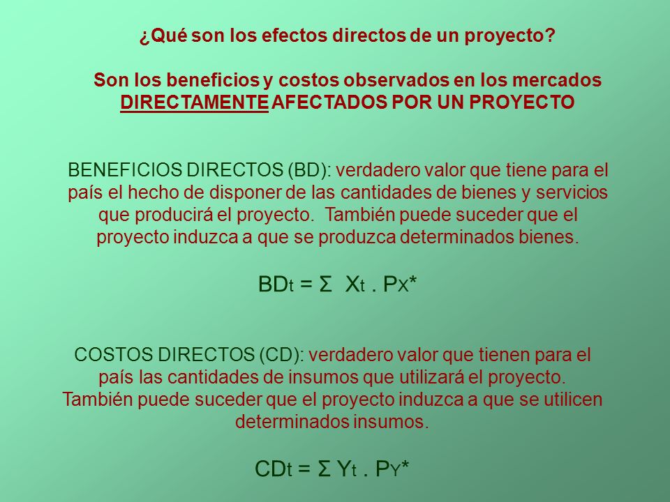 ¿Qué son los efectos directos de un proyecto