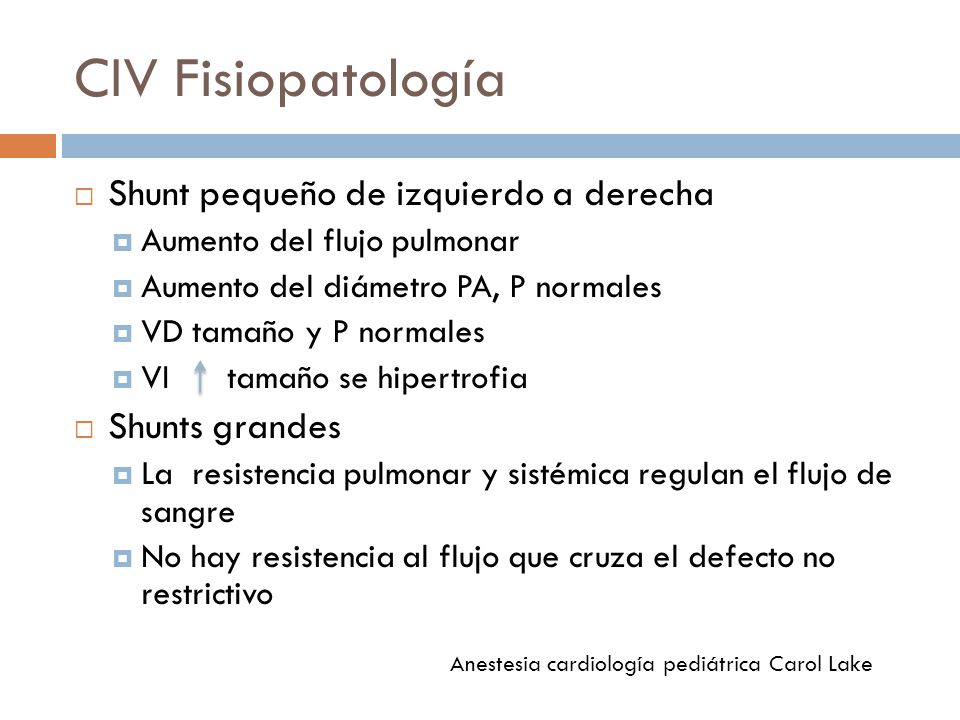 CIV Fisiopatología Shunt pequeño de izquierdo a derecha Shunts grandes