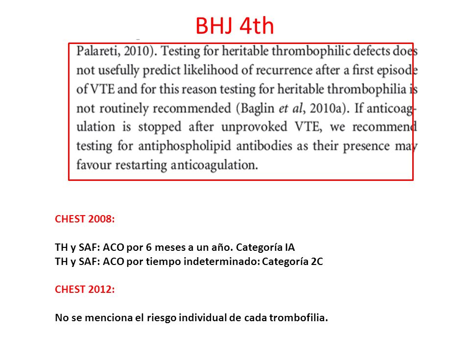 BHJ 4th CHEST 2008: TH y SAF: ACO por 6 meses a un año. Categoría IA