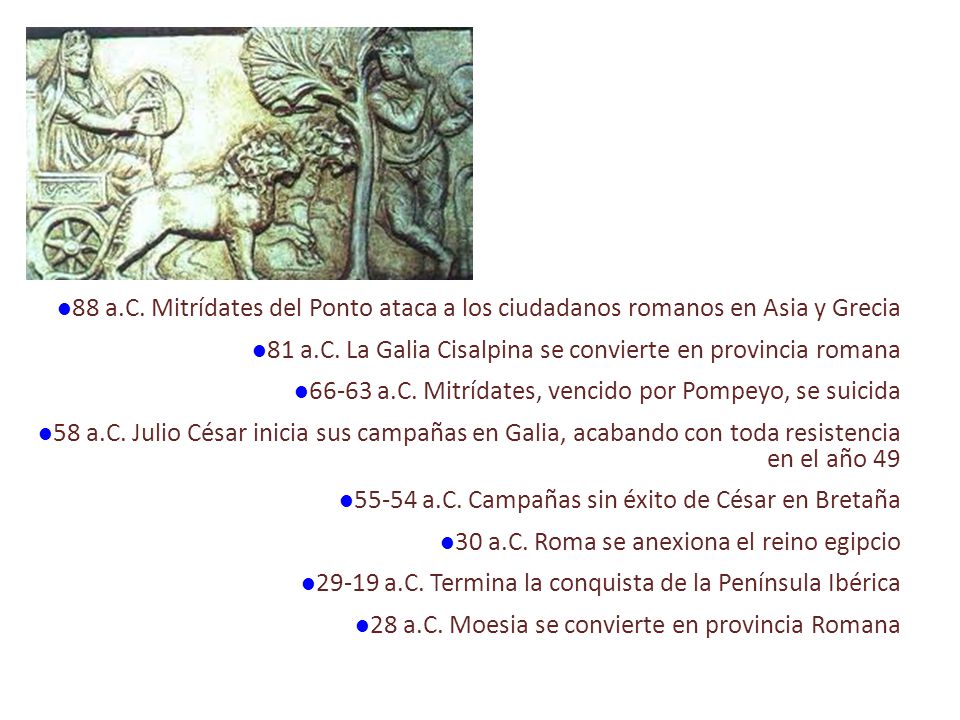 88 a.C. Mitrídates del Ponto ataca a los ciudadanos romanos en Asia y Grecia