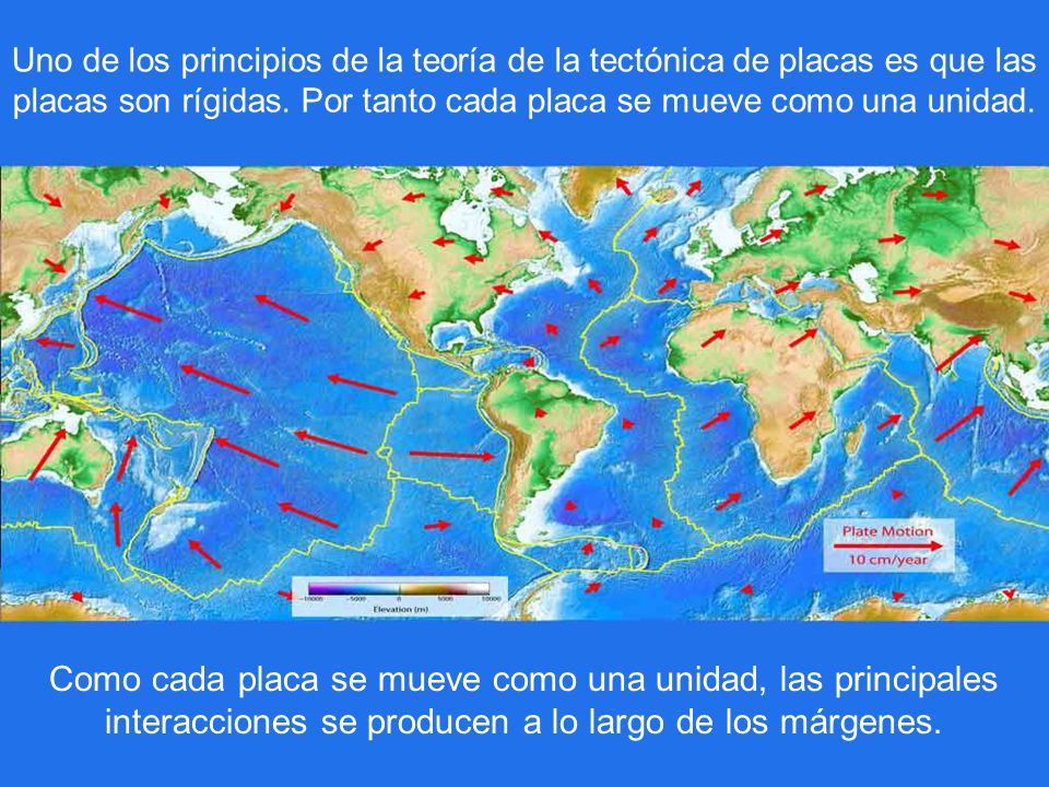 Uno de los principios de la teoría de la tectónica de placas es que las placas son rígidas. Por tanto cada placa se mueve como una unidad.