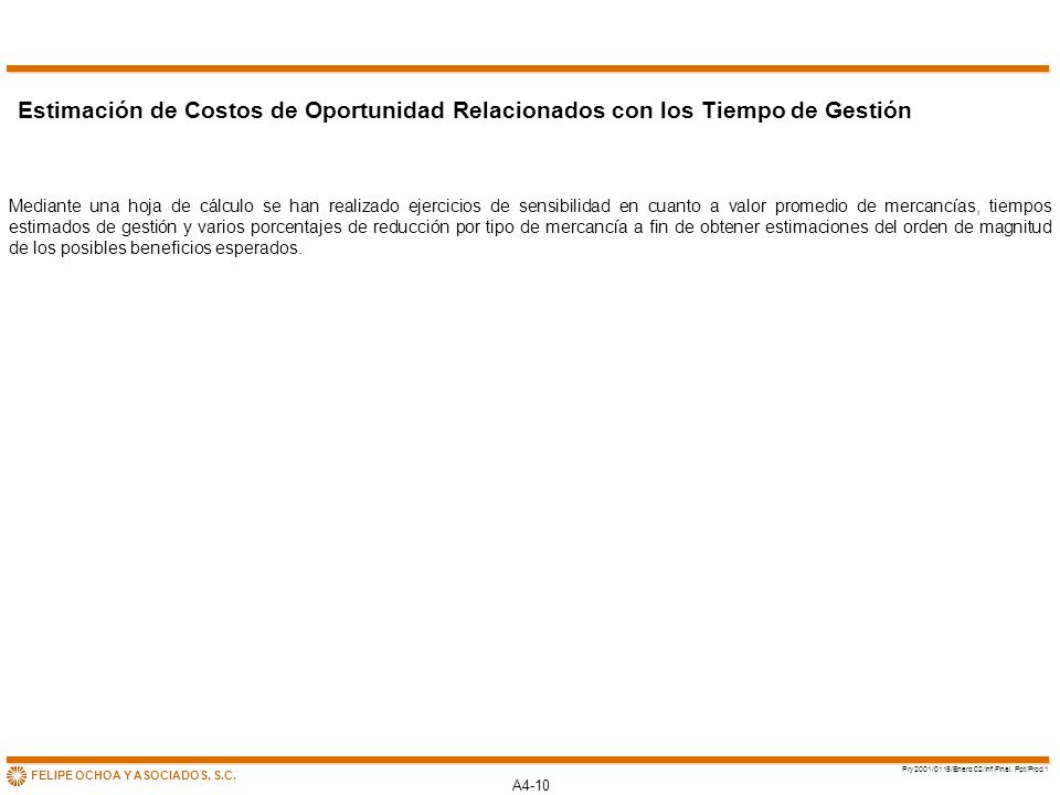 Estimación de Costos de Oportunidad Relacionados con los Tiempo de Gestión