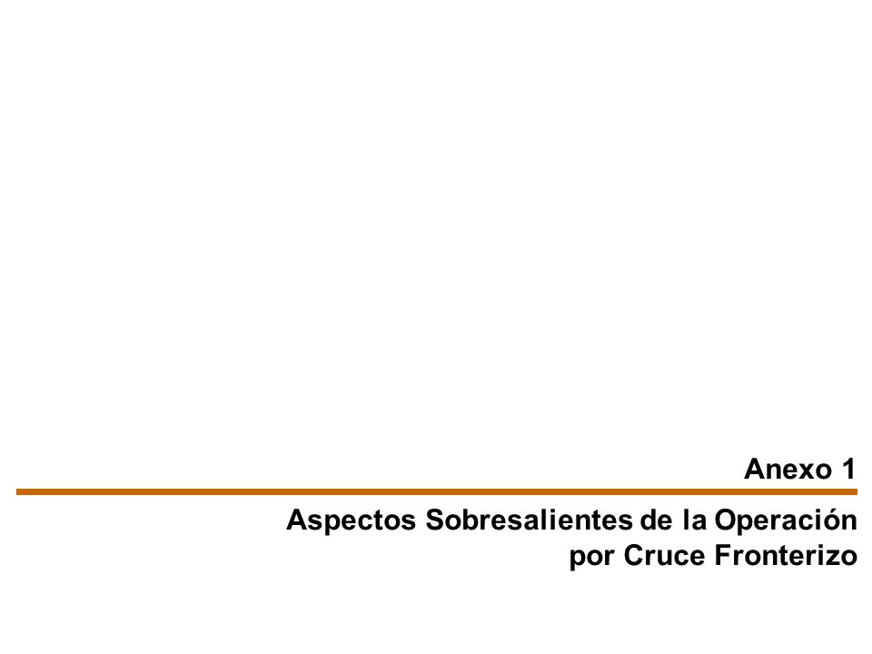 Anexo 1 Aspectos Sobresalientes de la Operación por Cruce Fronterizo