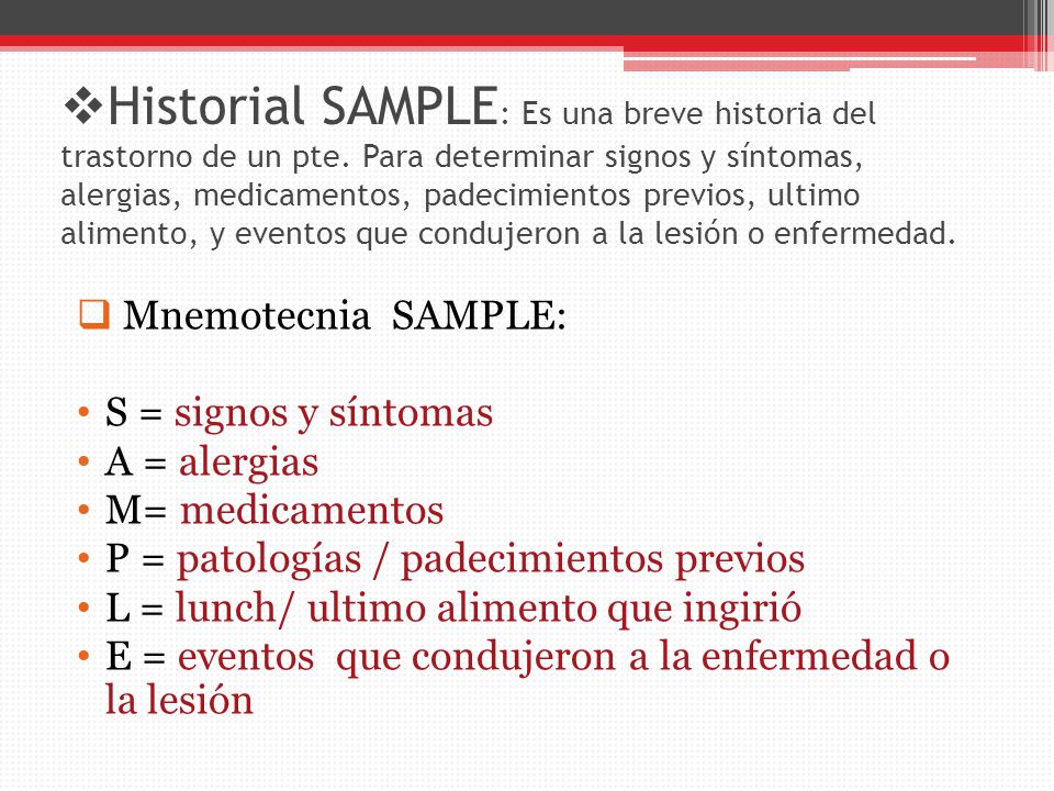 Historial SAMPLE: Es una breve historia del trastorno de un pte