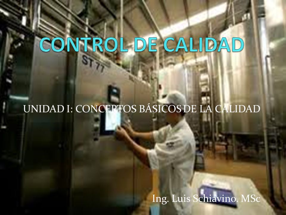 UNIDAD I: CONCEPTOS BÁSICOS DE LA CALIDAD Ing. Luis Schiavino. MSc