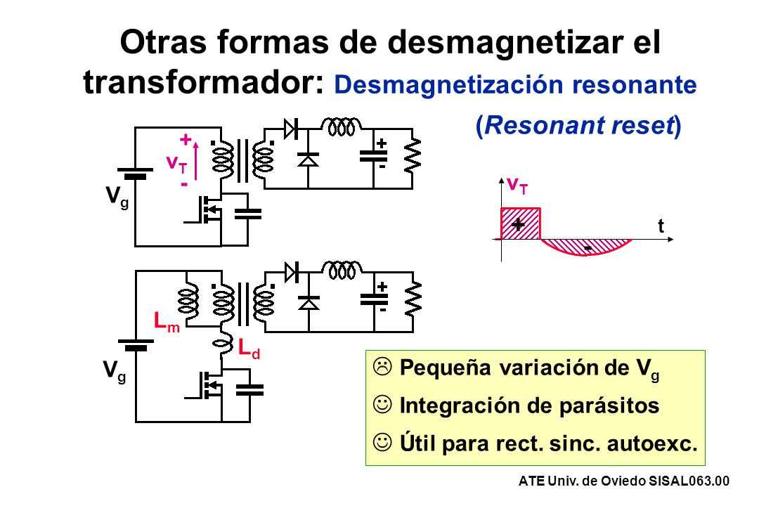 Otras formas de desmagnetizar el transformador: Desmagnetización resonante