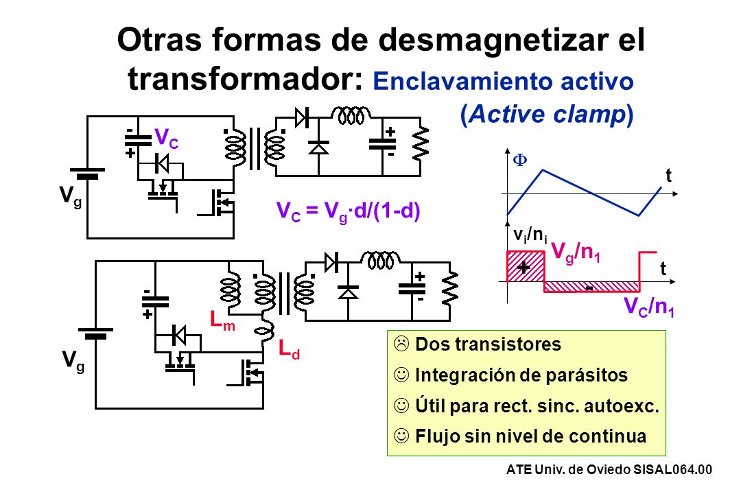 Otras formas de desmagnetizar el transformador: Enclavamiento activo