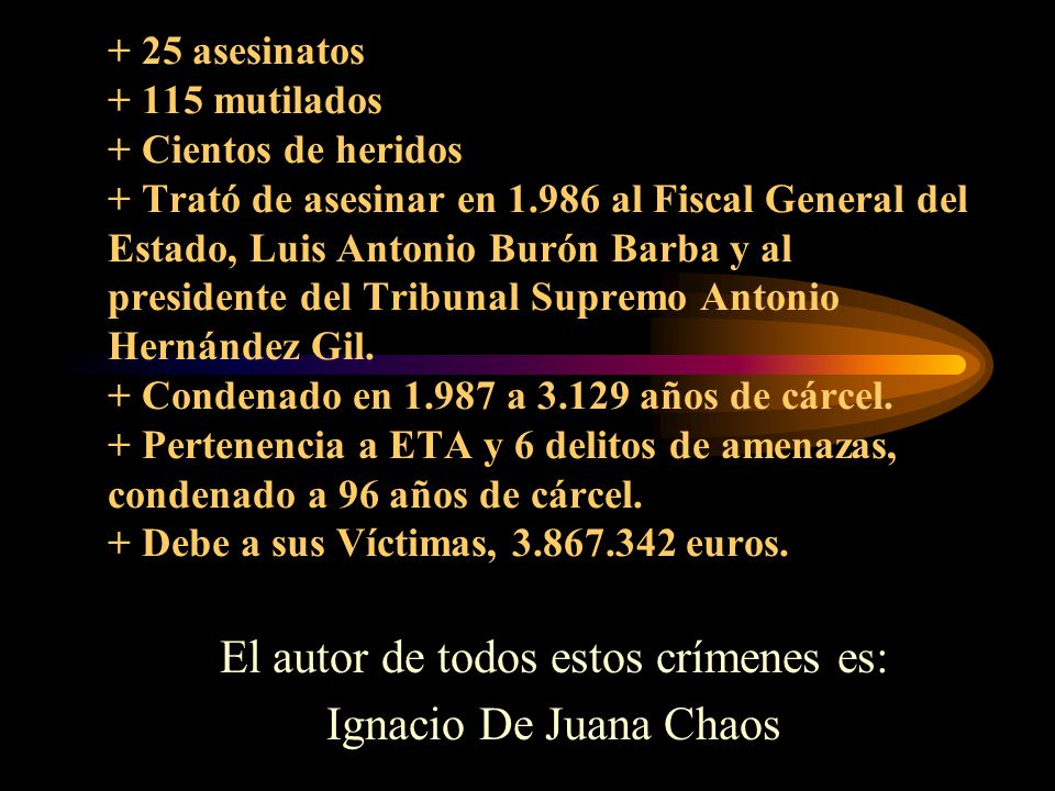 El autor de todos estos crímenes es: Ignacio De Juana Chaos