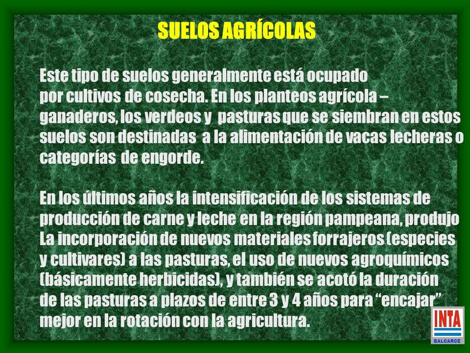 SUELOS AGRÍCOLAS Este tipo de suelos generalmente está ocupado